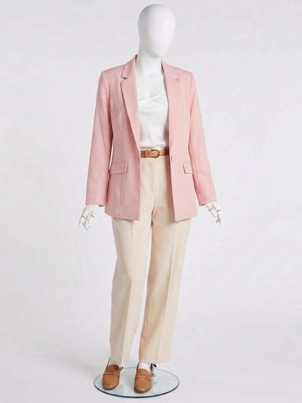 Women's Soft Peach Pink Single-Button Blazer – Size Small
